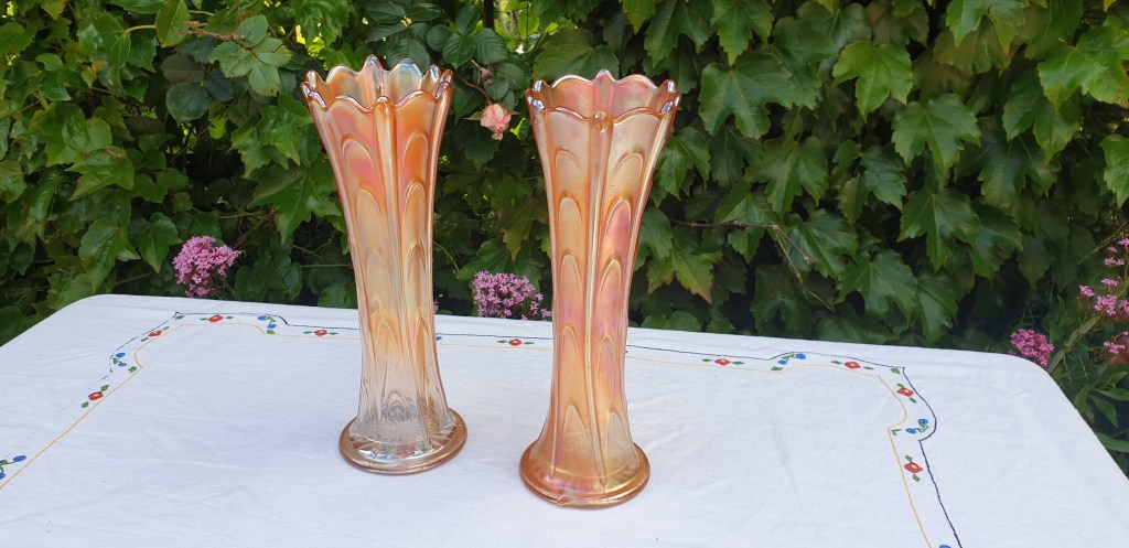 Diamond Carnival Glass&nbsp;Vases