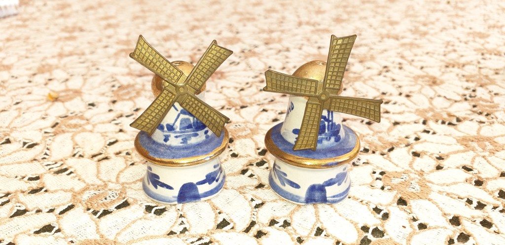 Delft, Handpainted Salt and Pepper,&nbsp;Windmill