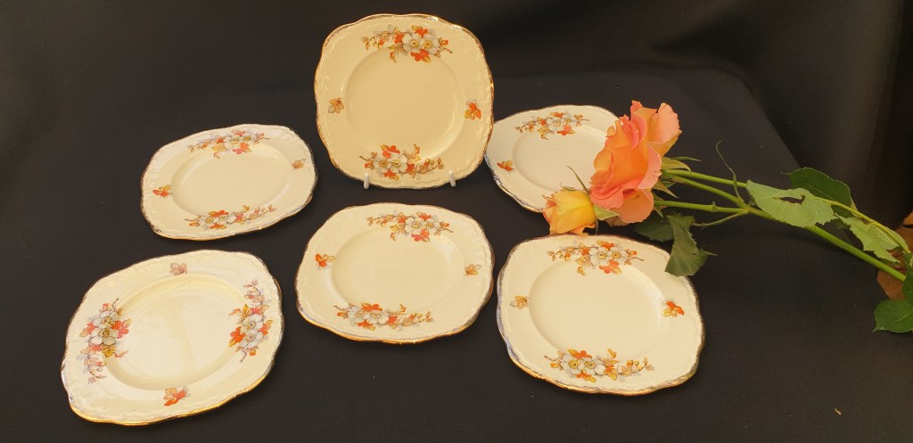 Alfred Meakin, Marigold Marquis Tea Plate Art Deco Ironstone Bread & Butter Plate x&nbsp;6