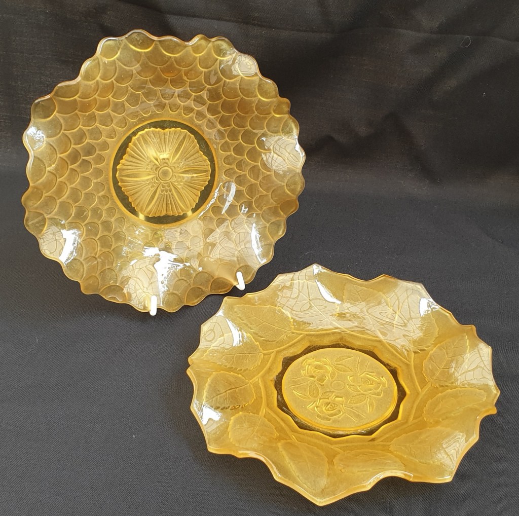 Bagley Amber, Glass Plates –&nbsp;Pair